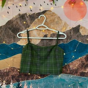 Green Plaid Crop Top